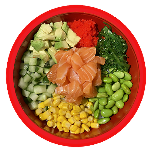 Poke bowl with salmon