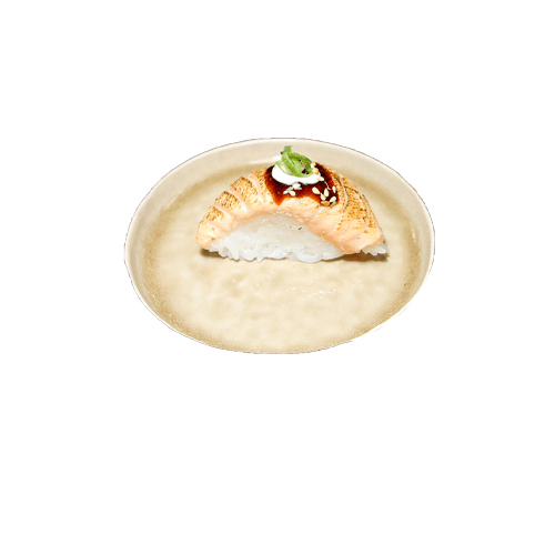 Flamed sake nigiri