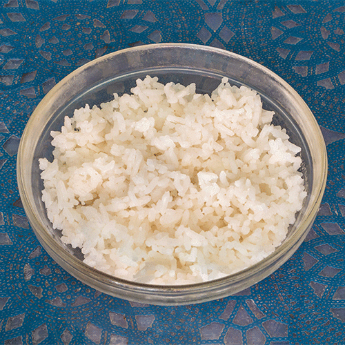 Tray of white rice