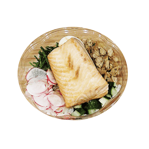 Large poke bowl king salmon steamed