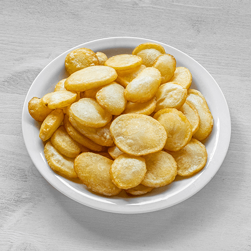 Portion of potato slices with mayonnaise