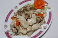 Fresh white mushrooms with chicken