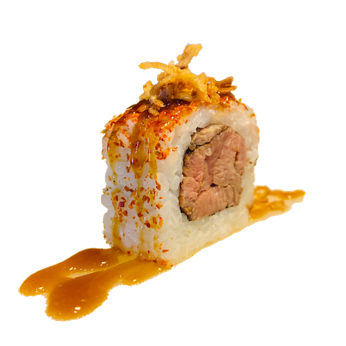 Spicy beef roll uramaki