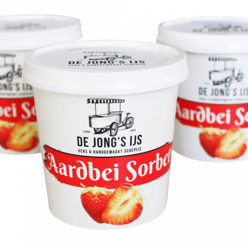 De Jong aardbeien sorbet ijs 130ml