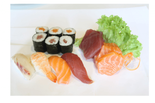Menu D 16 stuks (Sushi en sashimi mix, 1 persoon)