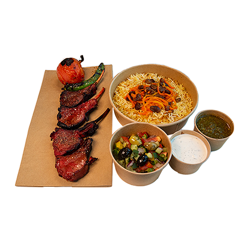 Complete generous lamb chops dish