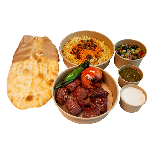 Complete tekka kebab dish