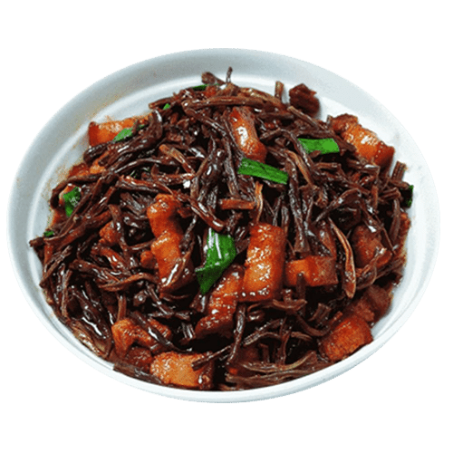 Braised pork belly with carob