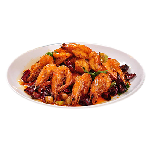 Fried shrimps in spicy sauce