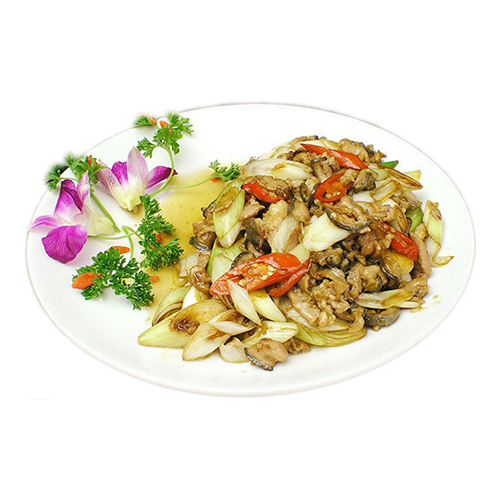 Stir fried lamb with scallions