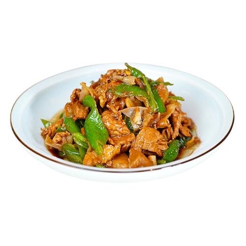 Stir fried pork with green peppers