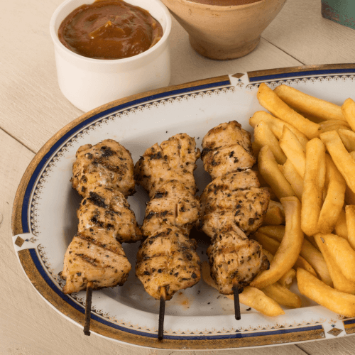 Fries chicken satay