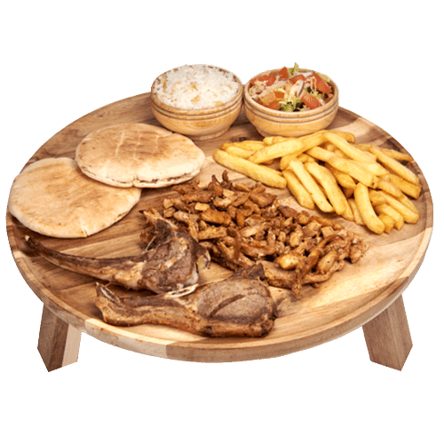 Kipshoarma en lamskotelet plate