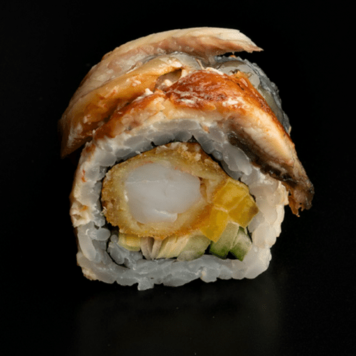 Uramaki gold krewetka w tempurze otulona węgorzem 8 szt.