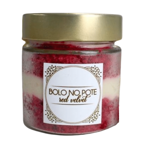 Bolo no pote de red velvet com recheio de cream cheese