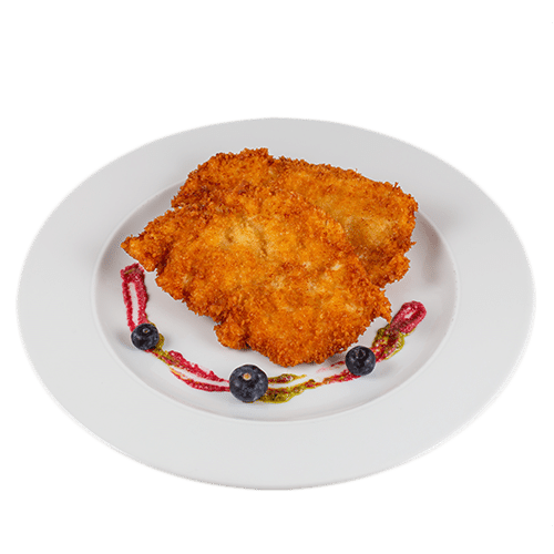 Schnitzel de pui cu cartofi prajiti