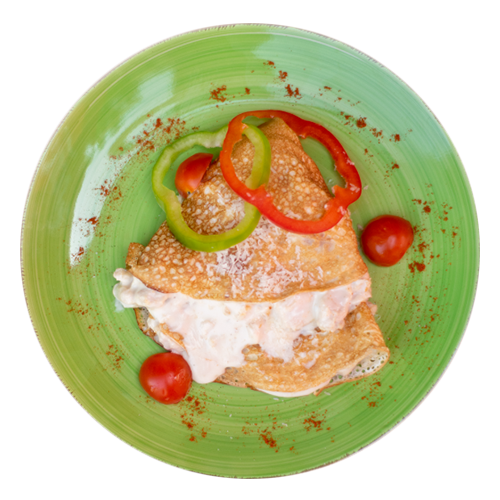 Chicken pancakes with gorgonzola sauce