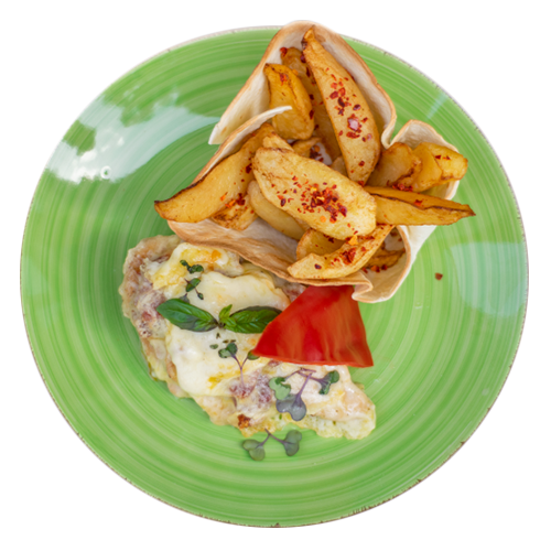 Latino chicken with hot potatoes